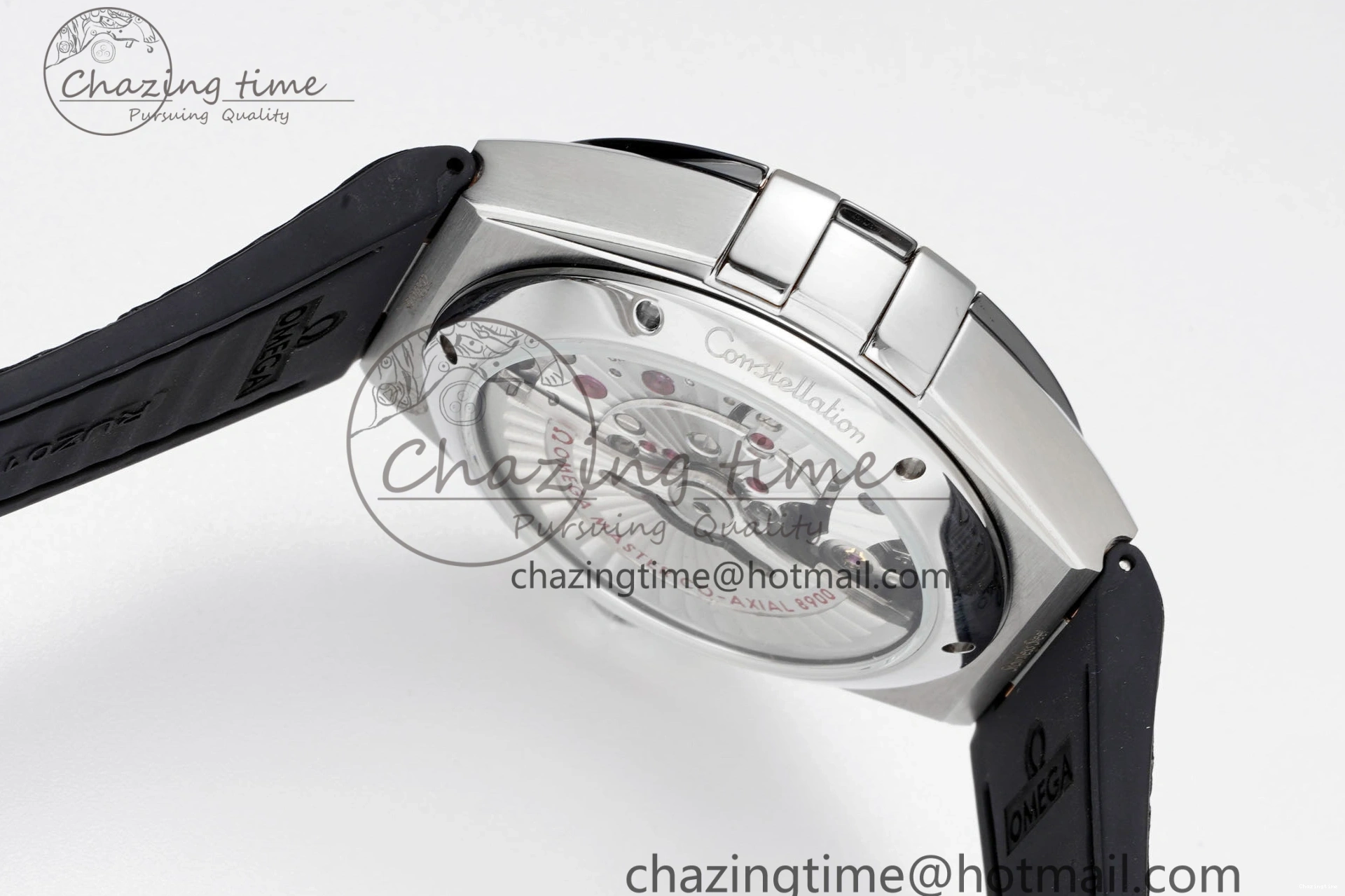 0422 GoAnywhere Constellation Black Ceramic SS 8F 1:1 Best Edition White Textured Dial on Black Gummy Strap A 7803
